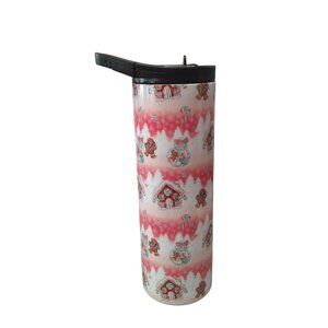 GINGERBREAD 20 OZ STAINLESS SKINNY TUMBLER WITH STRAW CHRISTMAS CB3